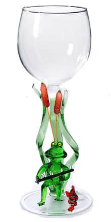 Frog Fisherman Wine Glass
