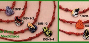 Hand Made Clay "Rain Forest" Single Frog Beaded Necklace