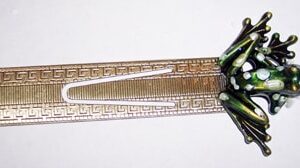 Green Enamel Frog Book Marker