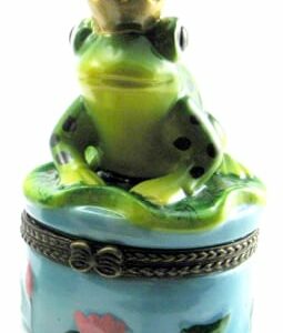 Crowned Frog Prince on Lily Pad Porcelain Box