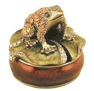 Mini Frog Amber Trinket Box
