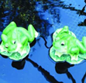 Floating Green Frogs on Lily Pads set of 2