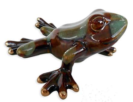 Colector's Frog Figurine, Stretched Pose/Green & Brown