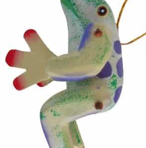 Moving Arms And Legs Green With Purple Spots Wooden Frog Ornament