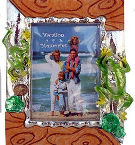 Metallic Iridescent Green Frog Picture Frame