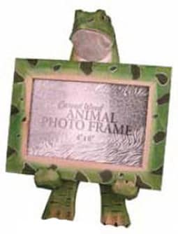 Carved Wood Frog Photo Frame