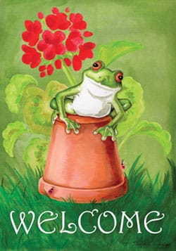 Garden Art Flag / Potted Frog