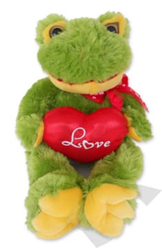 Large Green Valentine Frog With Red "Love" Heart