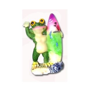 frog and surfboard figurine